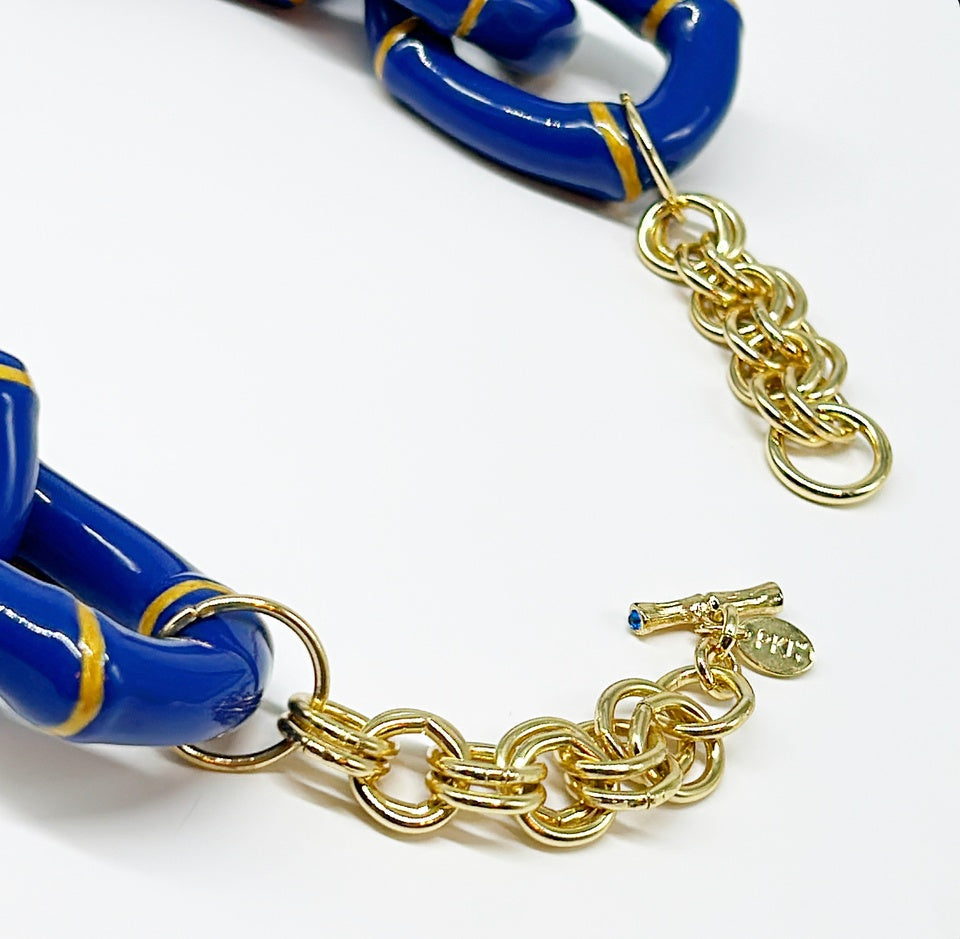"The Michelle" Bamboo Link Necklace by Parker Kennedy - Blue