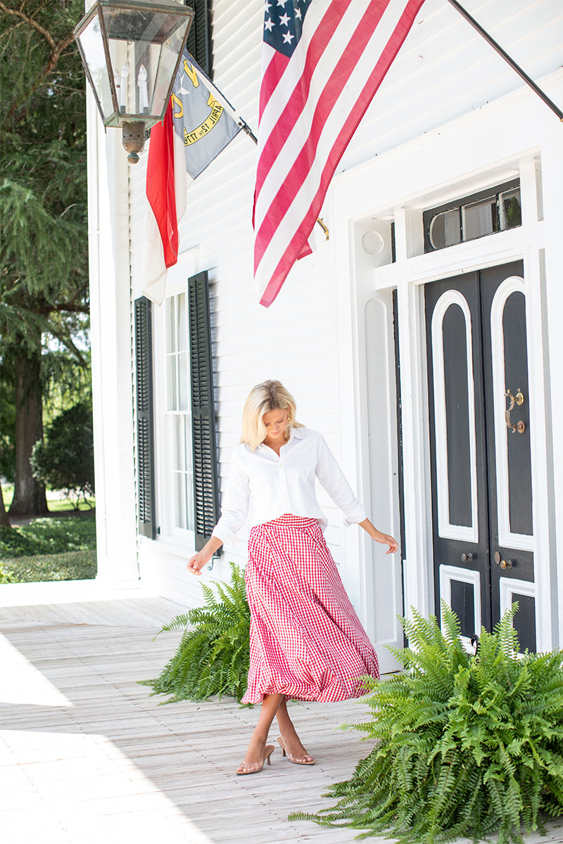 Red Gingham Ju Ju Bubble Skirt Long
