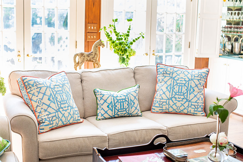Blue Trellis© Lumbar Pillow