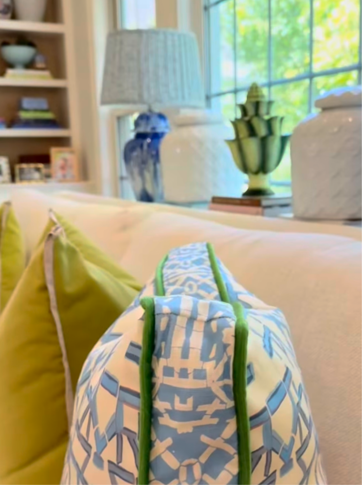 Blue Trellis© Square Pillow