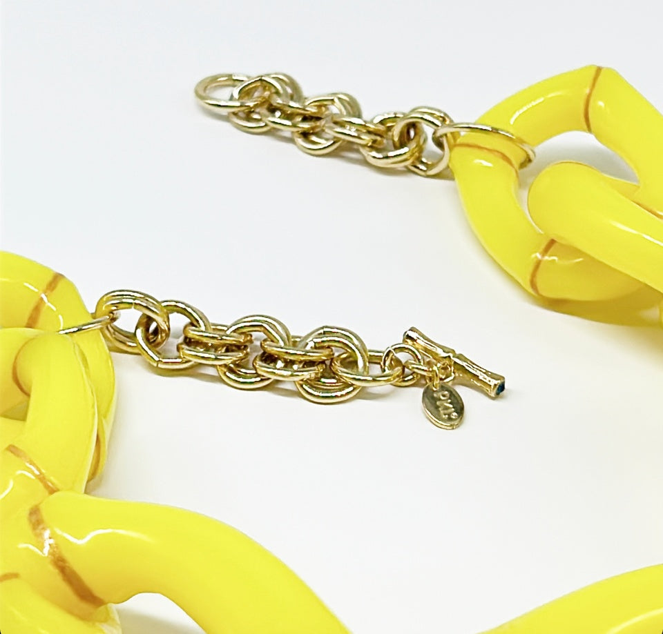 "The Michelle"  Bamboo Link Necklace by Parker Kennedy- Yellow