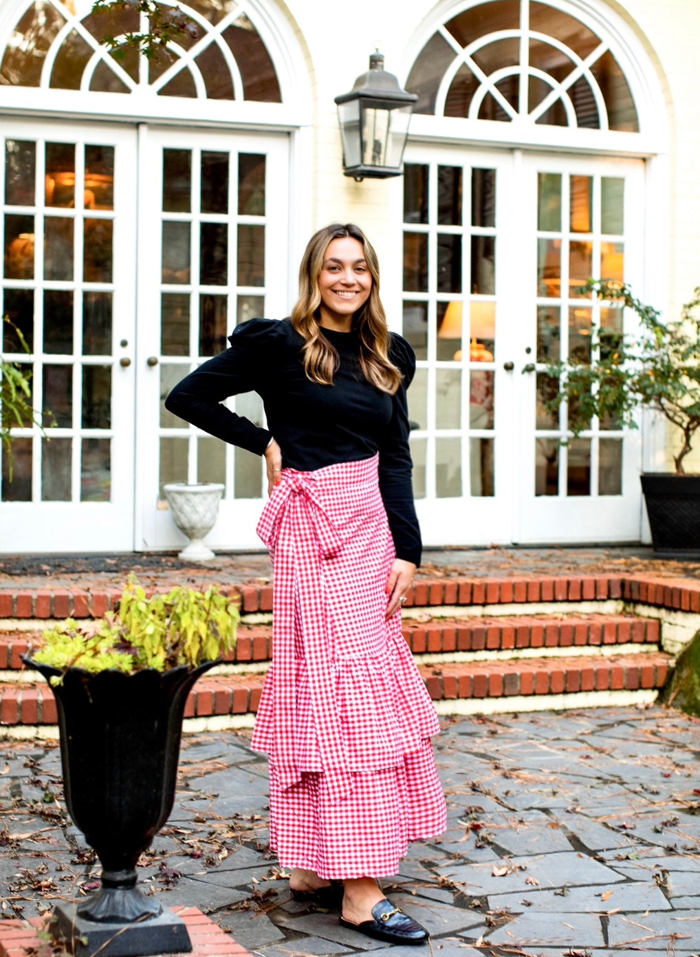 Red Gingham Brady Wrap Skirt