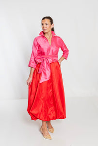 long bubble dress in Toffee L Elevate your evening wear with the AMELIA Taffeta Maxi Bubble Dress Cloud - long cotton dress,