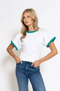 トップス EMMA Emma Top - White/Sea Green – House of MBR