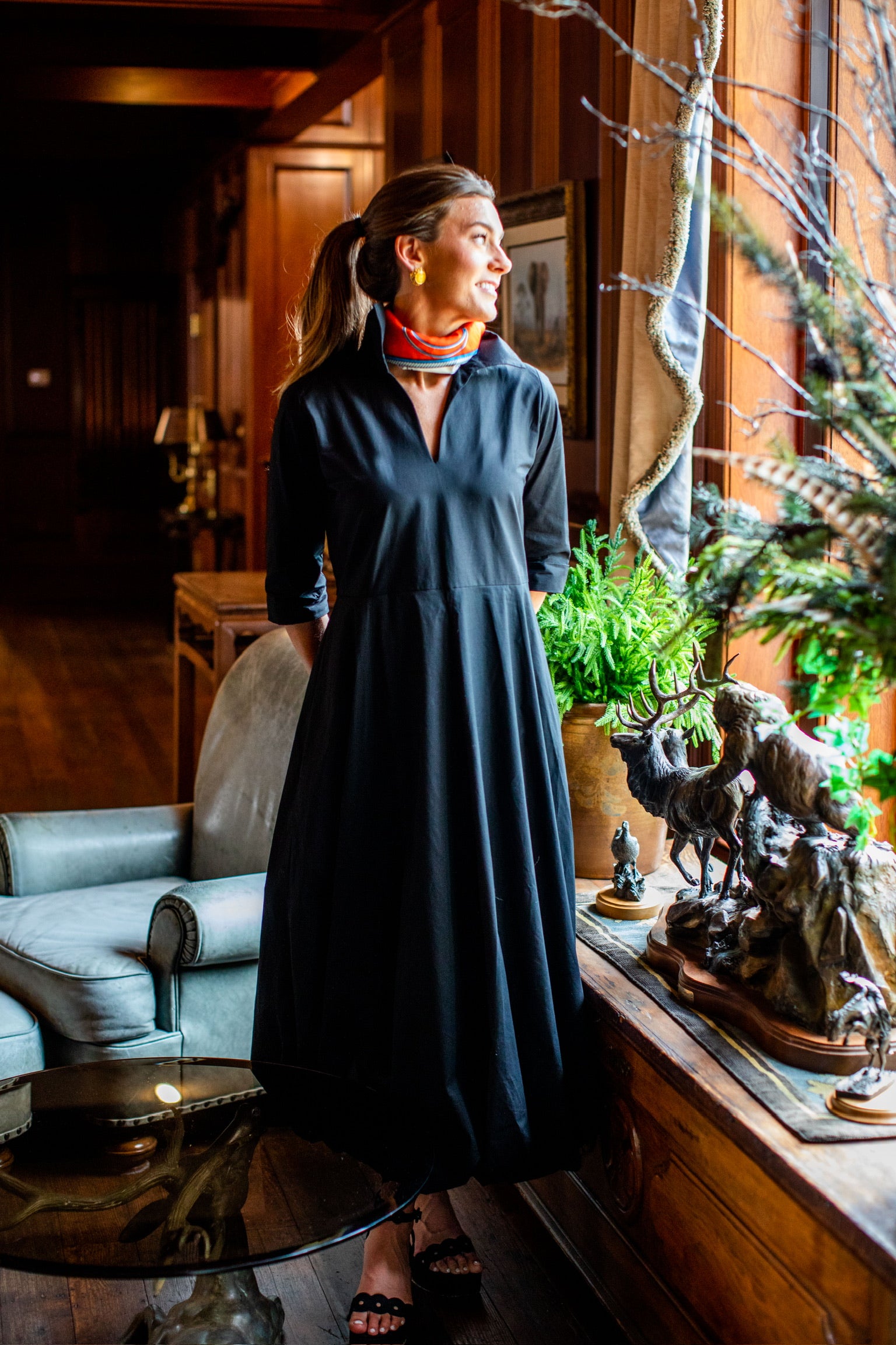 Uptown Bubble Dress Black Long