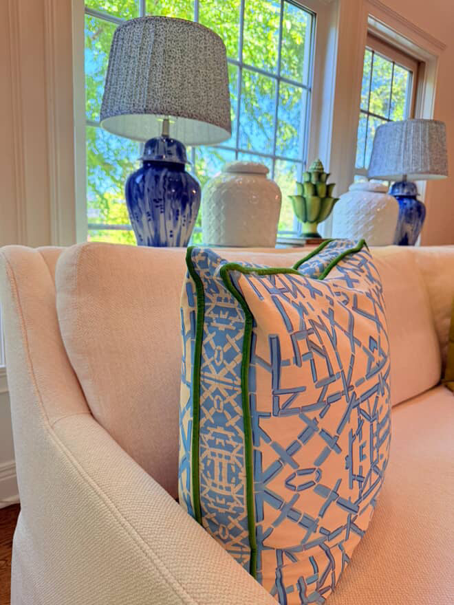 Blue Trellis© Square Pillow