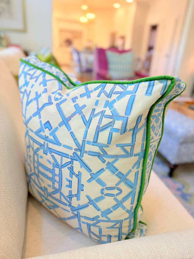 Blue Trellis© Square Pillow
