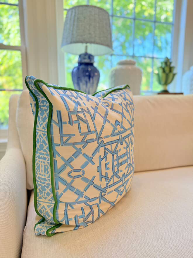 Blue Trellis© Square Pillow