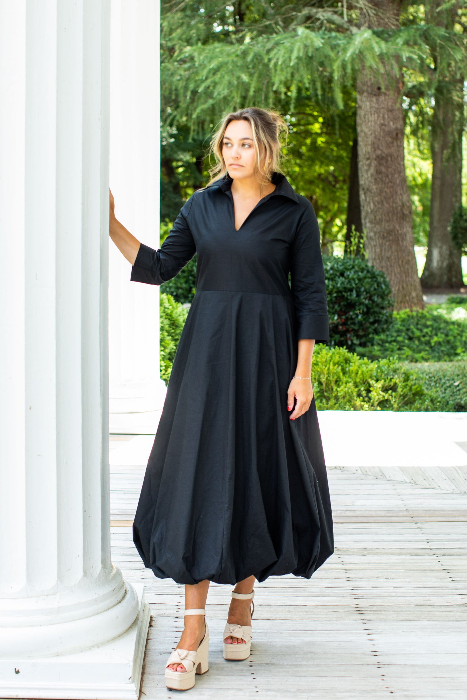 Uptown Bubble Dress Black Long