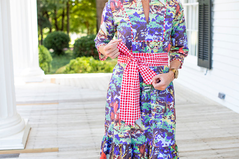 Red Gingham Obi Sash