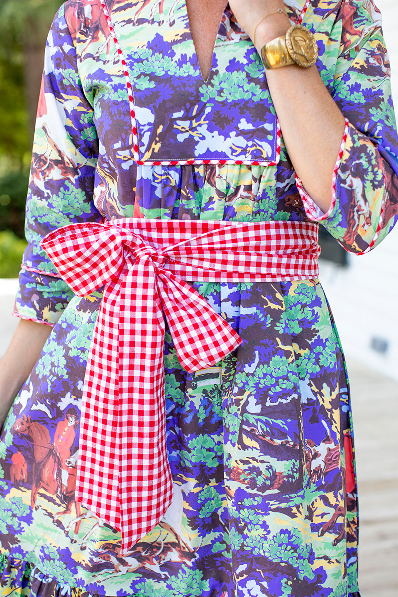 Red Gingham Obi Sash
