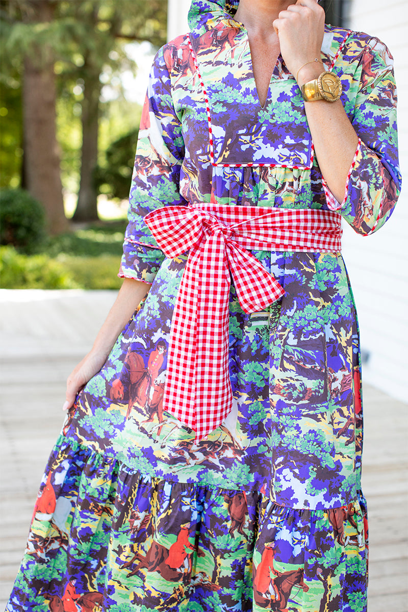 Red Gingham Obi Sash